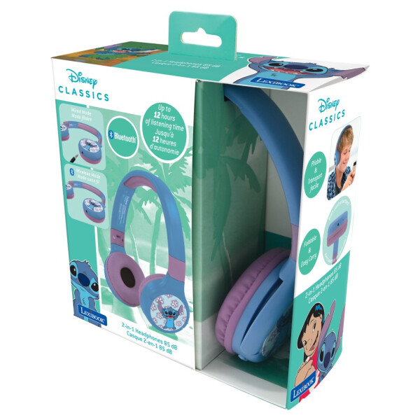 Lexibook 2v1 bluetooth skládací sluchátka Stitch s limitem hlasitosti - Lexibook