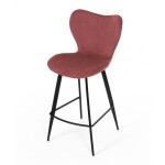 Židle barová, červená látka, černá podnož
