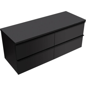 CERANO - Koupelnová skříňka Velora - černá matná, úchytka černá + deska pod umyvadlo Navira Pro - 36 mm - 160x56,6x46,5 CER-668567