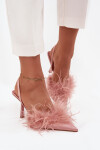 Lodičky s peřím a odhaleným patou růžové Belice 39