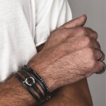 Luxusní pánský náramek s černým onyxem Antonio, Černá 19 cm