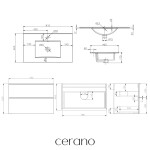 CERANO - Koupelnová skříňka Velora - bílá matná, úchytka zlatá + keramické umyvadlo Todo - bílá lesklá - 81x55x46,5 CER-665152
