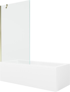 MEXEN/S - Cubik obdélníková vana 170 x 70 cm s panelem + vanová zástěna 100 cm, transparent, zlatá 550317070X9510000050