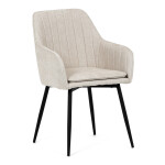 Židle jídelní, krémová látka, černý kov