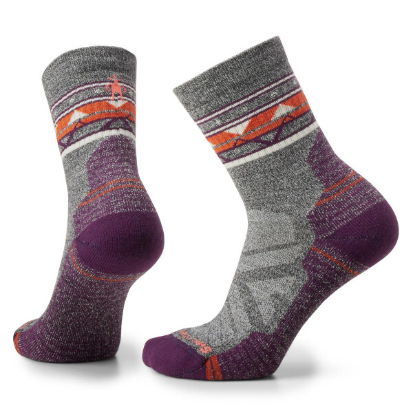 Dámské merino turistické ponožky SMARTWOOL Women's Hike Light Cushion Zig Zag Valle, Ash/Charcoal velikost: 42-45 (L)