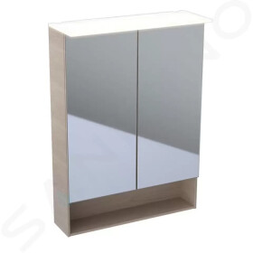 GEBERIT - Acanto Zrcadlová skříňka 595x830 mm s LED osvětlením, dub Mystic 500.644.00.2