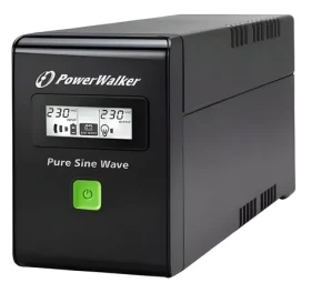 PowerWalker 600VA Pure Sine černá / Záložní zdroj UPS / Line-Interactive / 360 W / LCD displej (VI 600 SW FR)