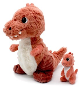 PTIPOTOS Plyšový T-Rex Alex terakotový - máma s miminkem