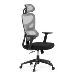 Kancelářská židle, šedá síťovina, černý plast, kolečka na tvrdé podlahy