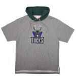 Mitchell & Ness Pánská mikina Milwaukee Bucks NBA Postgame Short Sleeve Hoodie Velikost: 2XL