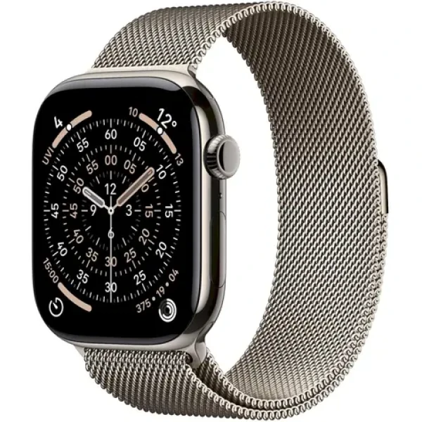 Apple Watch Series 11 GPS+Cellular 42mm Titanové tělo - Přírodní milánský tah / 130–180 mm (MF8P4MP/A)