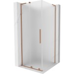 MEXEN/S - Velar L sprchový kout, posuvné dveře 110 x 110, dekor, měď kartáčovaná 871-110-110-33-65