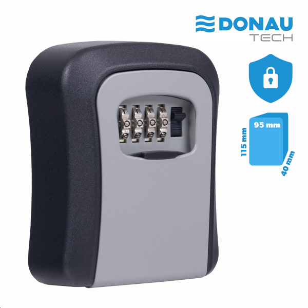 DONAU TECH uzamykatelná schránka na klíče DONAU TECH, 115 × 95 × 40 mm, černostříbrná