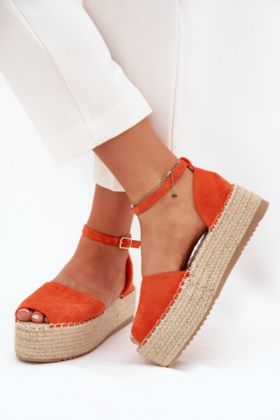 Dámské espadrilky na platformě s pletením oranžové Selise 38