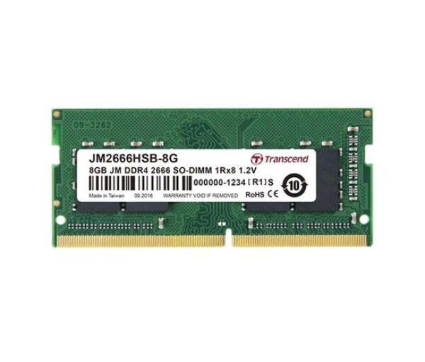 TRANSCEND SODIMM DDR4 8GB 2666MHz 1Rx8 1Gx8 CL19 1.2V EDF_325993