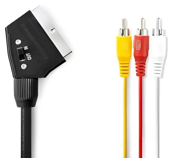 Nedis SCART - 3x RCA kabel černá / Kabel / přepínatelný / 480p / 2 m (CVGL31130BK20)