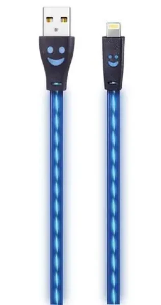 2GO modrá / Nabíjecí a datový kabel / USB - Lightning / LED podsvícení / 1 m (795536)