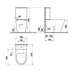 SAPHO - PACO WC kombi, Rimless, spodní/zadní odpad, černá mat PC1012WRB