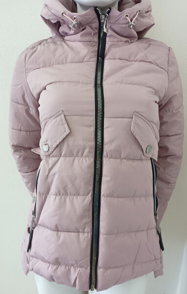 Dámská prošívaná bunda s kapucí BH-1744 (ty0116) - Forever starorůžová S