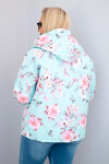 Dámská jarní prošívaná bunda Plus Size s kapucí a květinovým vzorem mátová UNI