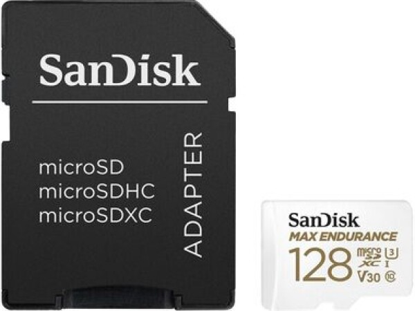 SanDisk Max Endurance microSDXC 128GB + adaptér / Class 10 / UHS-I / U3 / V30 / čtení: 100MBs / zápis: 40MBs (SDSQQVR-128G-GN6IA)