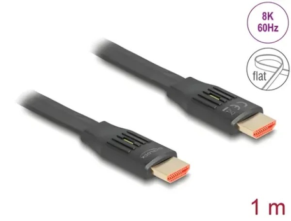 Delock Ultra vysokorychlostní plochý HDMI kabel 1 m / Kabel HDMI / Ploché provedení / 48 Gbps / 8K 60Hz (81001)