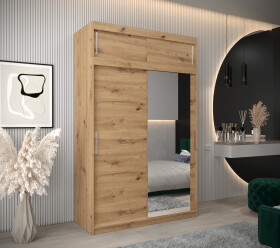 Šatní skříň Abi T2 s nástavcem Barva korpusu: Dub artisan, Rozměry: 150 cm, Dveře: Dub artisan