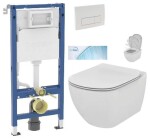 GEBERIT DuofixBasic s bílým tlačítkem DELTA51 + WC Ideal Standard Tesi se sedátkem SoftClose, AquaBlade 458.103.00.2 51BI TE1