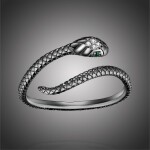Stříbrný prsten Graceful Snake Black, stříbro 925/1000, had, Černá nastavitelná