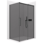 CERANO - Sprchový kout Lantono L/P - 8 mm - Soft-Close - černá matná, grafitové sklo - 100x100x195 - posuvný CER-8050BD7510