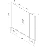 MEXEN/S - Velar Duo Dvoukřídlá posuvná vanová zástěna 180 x 150 cm, transparent, bílá 896-180-000-02-20