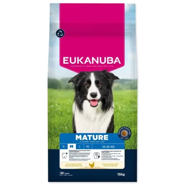 Eukanuba Mature Medium rich in fresh chicken 15kg / granule pro psy / pro střední plemena (1724-205916)
