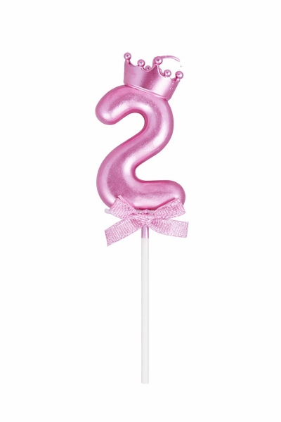 Cake star Dortová svíčka s "korunkou" ružovo-zlatá č.2