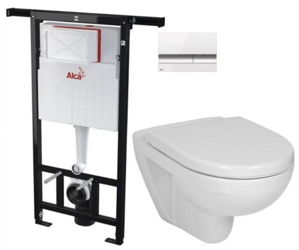 ALCADRAIN Jádromodul - předstěnový instalační systém s bílým/ chrom tlačítkem M1720-1 + WC JIKA LYRA PLUS + SEDÁTKO DURAPLAST AM102/1120 M1720-1 LY6