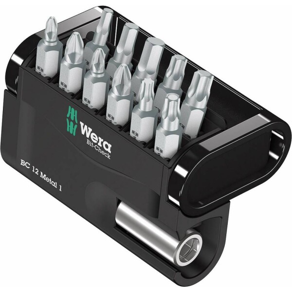 Wera Bit-Check 12 Metal 1 05057424001 sada bitů, 12dílná, křížový PZ, křížový PH, TORX, inbus, 1/4 (6,3 mm) - Wera set 12 dílů 057424