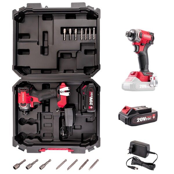 AKU utahovák, HEX 1/4", 260Nm, 20V, sada 1 bat. v kufru, BRUSHLESS, ShareSYS, WORCRAFT CIS-S20LiBM-2