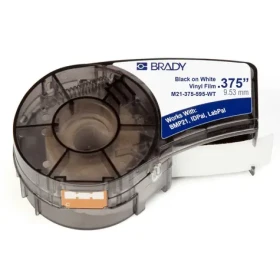 BRADY BMP21 Series označovací páska / černobílá / vinyl / 6.4m x 9.53mm / odolná / pro BMP21, LABPAL a IDPAL (M21-375-595-WT)