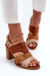 Dámské sandály z ekologického semiše na podpatku hnědé Qutima 36