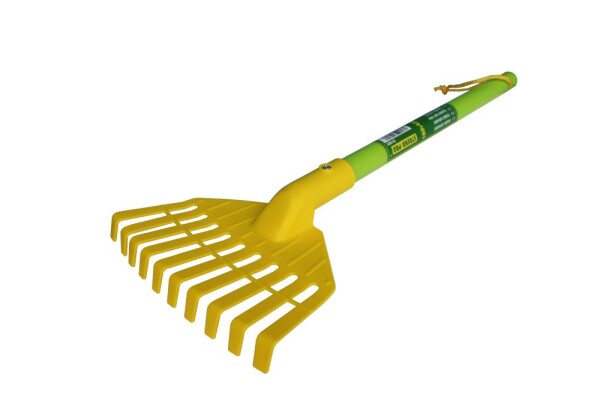 STREND PRO 211921 Dětské nářadí plastové - hrabičky lamelové s násadou, 10 lamel