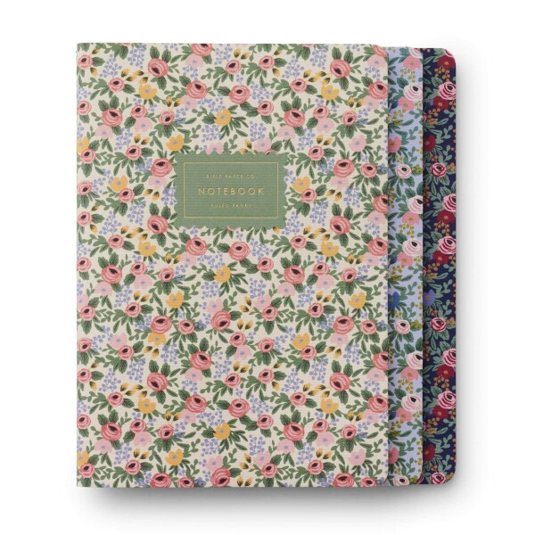 Rifle Paper Co. Linkovaný zápisník Rosa – set 3 ks, zelená barva, papír