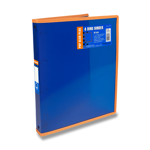Pořadač 4-kroužkový FolderMate Pop Gear Plus A4, modrý