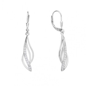 Stříbrné visací náušnice se zirkony Lenna - stříbro 925/1000, Stříbrná