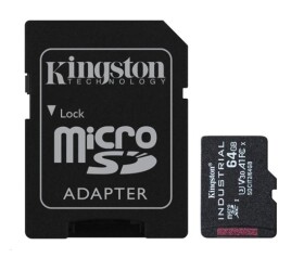 Kingston MicroSDXC karta 64GB microSDXC Industrial C10 A1 pSLC Card + SD Adapter EDF_443636