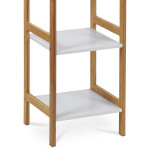 Regál, 5 polic, masiv bambus, přírodní odstín, MDF, bílý matný lak, nosn. 15 kg