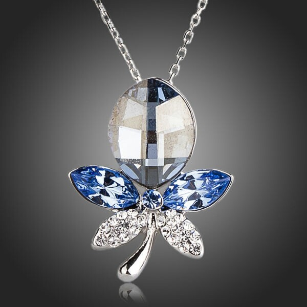 Náhrdelník Swarovski Elements Rocca - květina, Světle modrá 39 cm + 3 cm (prodloužení)