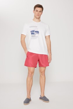 AC&Co Altınyıldız Classics Men's Red Standard Fit Normal Cut Quick Dry Side Pockets Patterned Swimwear Marine Shorts.