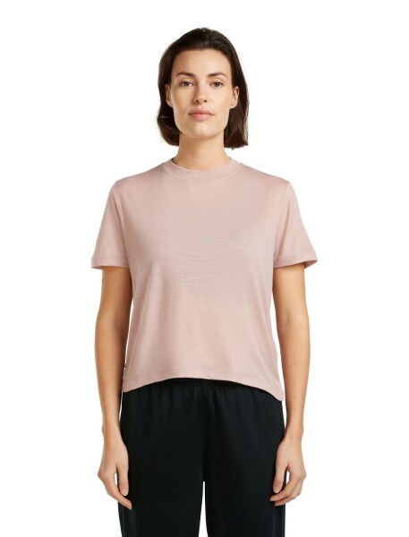 Dámské merino triko s krátkým rukávem ICEBREAKER Wmns 150 Tech Lite III SS Crop Tee, Pink Quartz velikost: XL