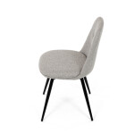 Židle jídelní, krémová látka, 360° otočný mechanismus, černý matný lak, kovové nohy