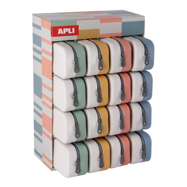 APLI silikonový penál UP NORTH, dvoubarevný, displej, 16 ks, mix barev