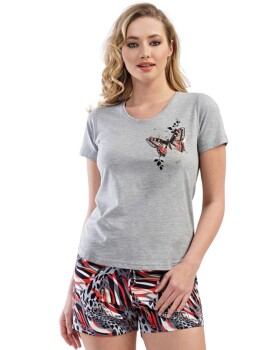 Dámské šedé šortkové pyžamo vienetta Secret Motýli